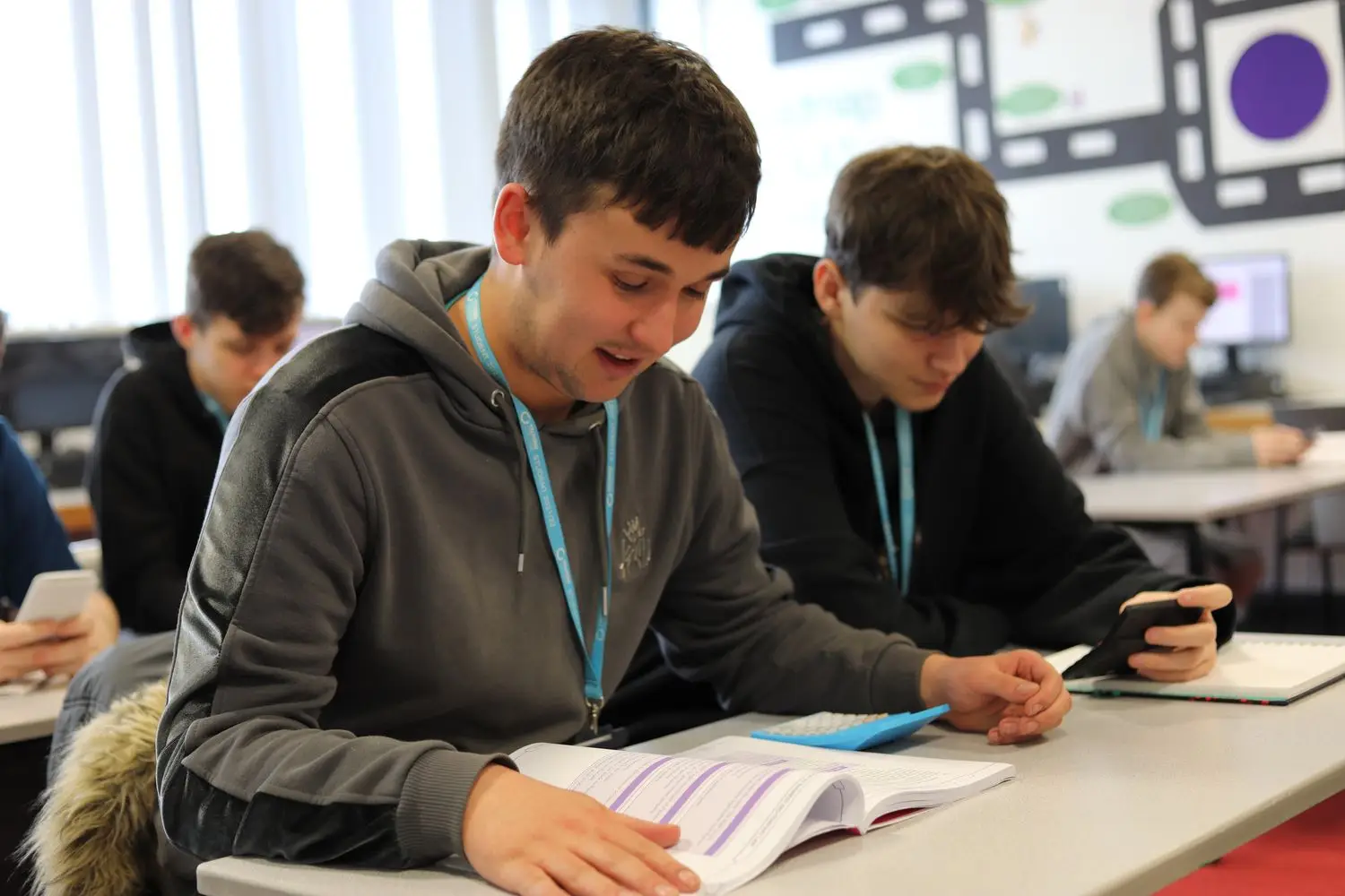 accounting students at desk