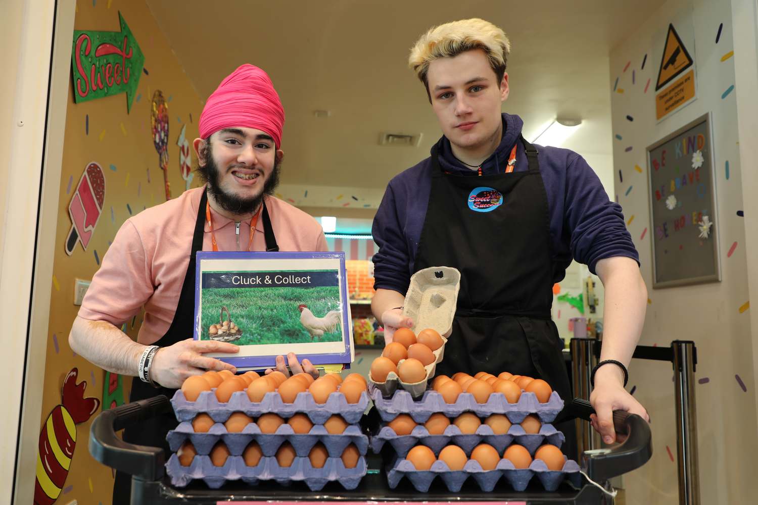 foundation students selling eggs