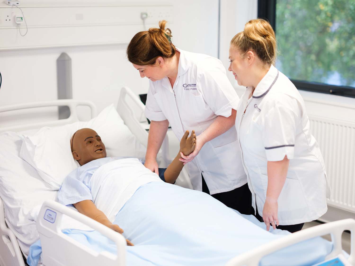 students at health and social care hub in set up hospital