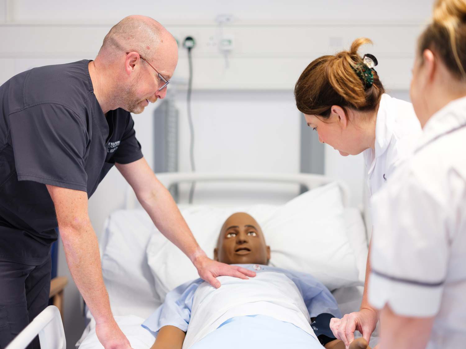 students at health and social care hub in set up hospital