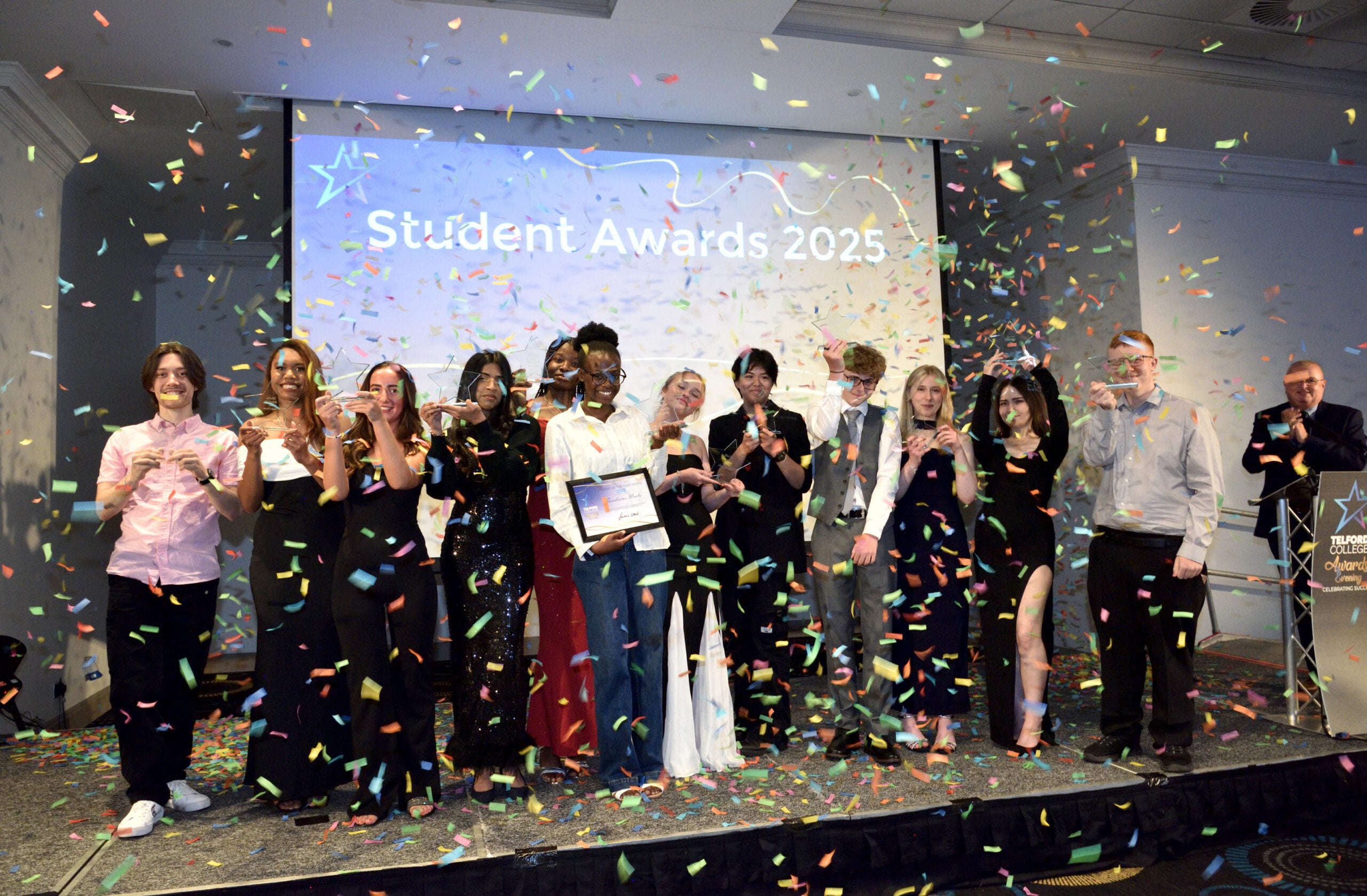 Celebrations for the Telford College 2025 Student of the Year award winners