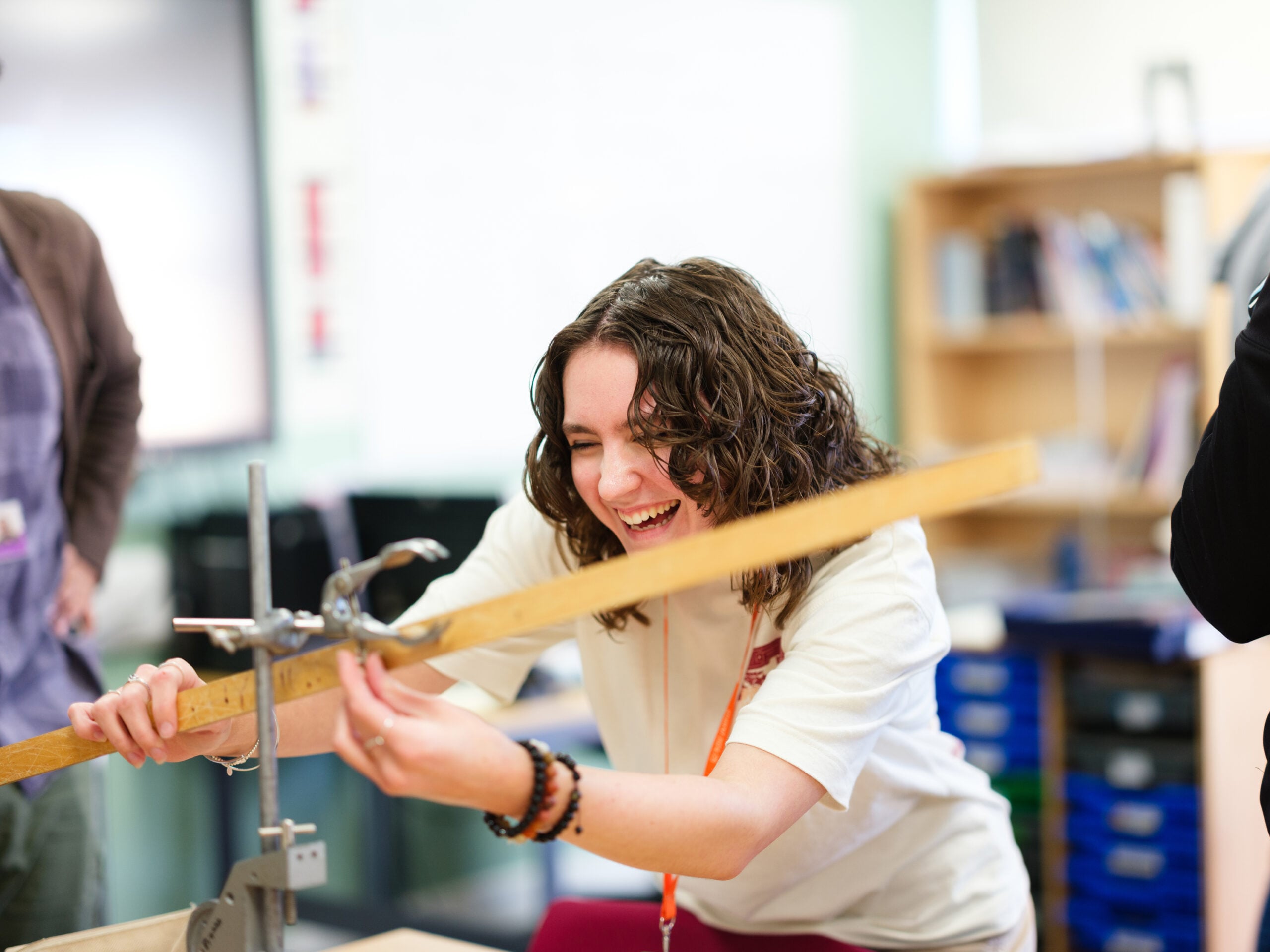 A level student Emily Hill in a physics lesson at Telford College