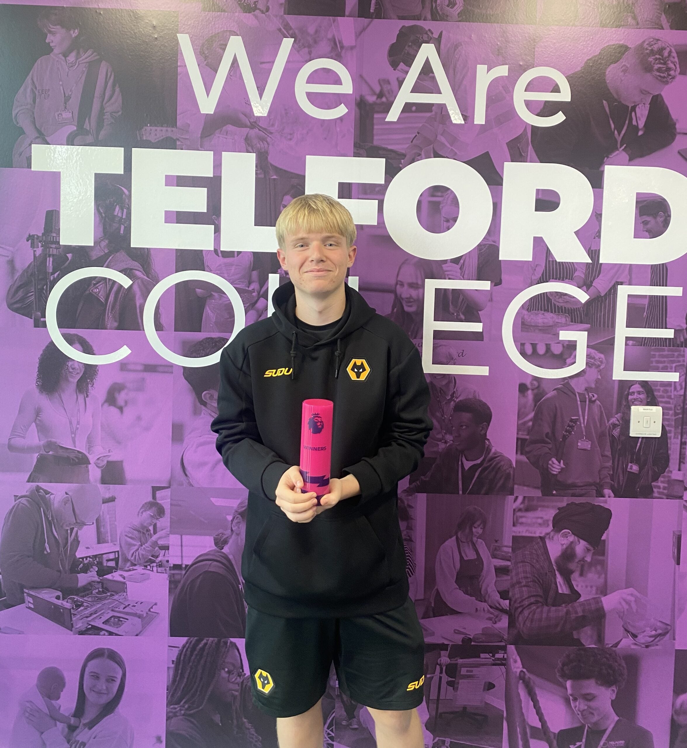 Harrison Sokolov with his star student award with Wolverhampton Wanderers