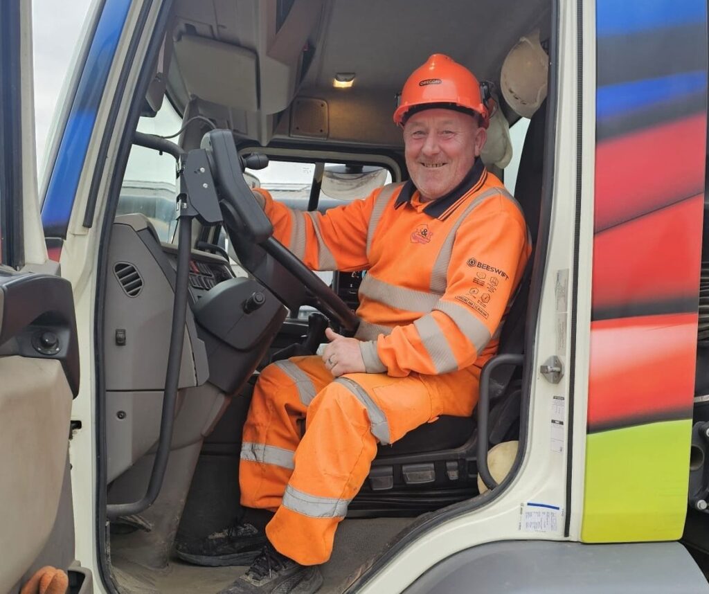 Previous HGV student Mark Jones at work
