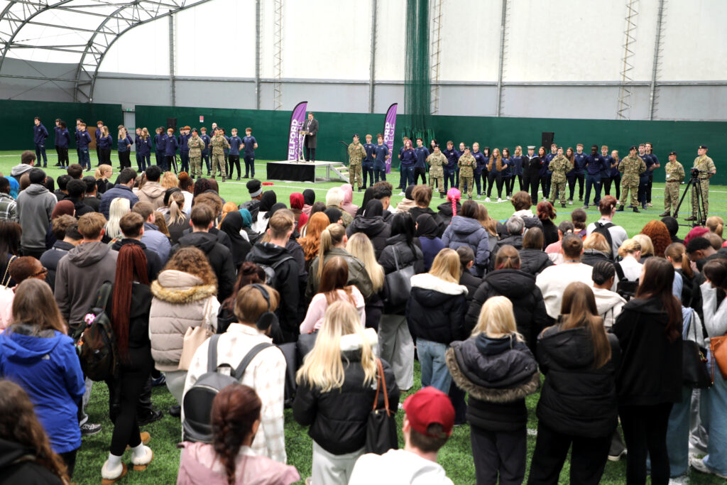 The Remembrance parade and commemoration at Telford College