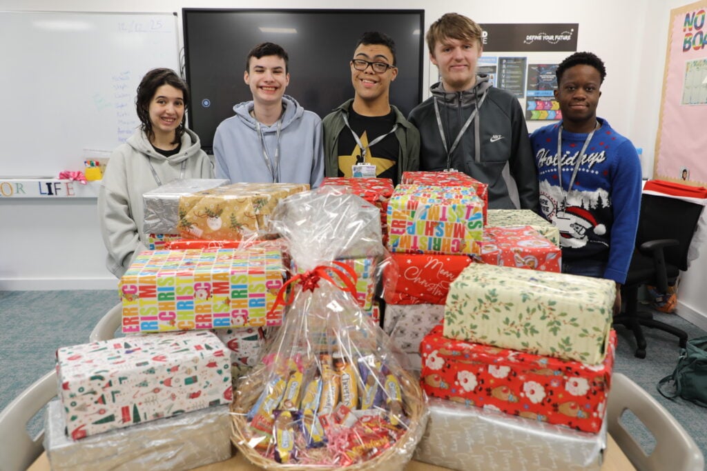 Foundation students pack festive gift boxes for Stay Telford & Wrekin