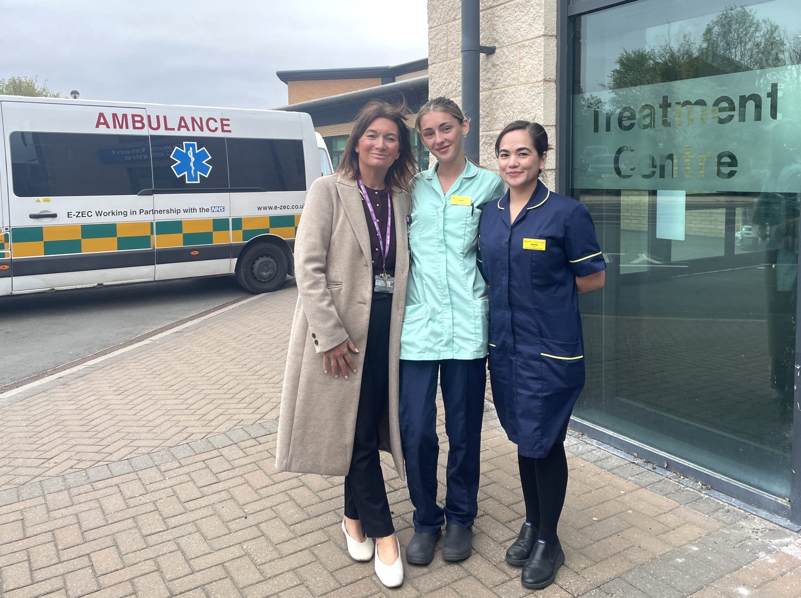 Sarah Capewell, Layla Francis and Jamie Henry at the Royal Shrewsbury Hospital
