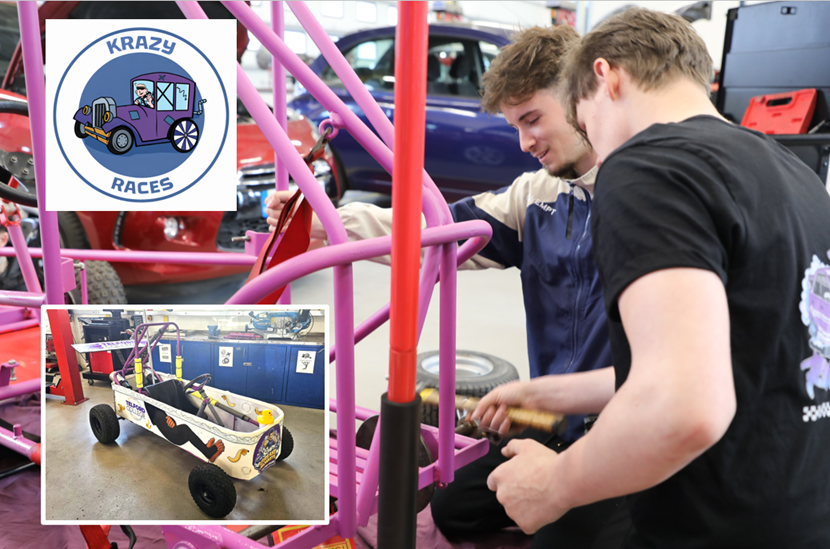 Automotive students building their kart