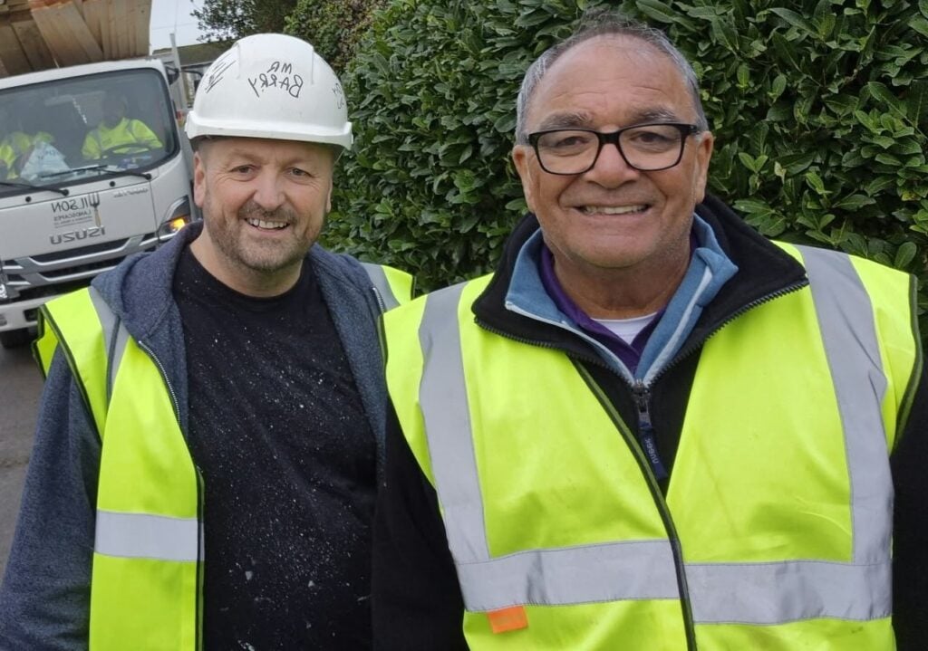 Barry Mason on DIY SOS with the show's legendary electrician Billy Byrne